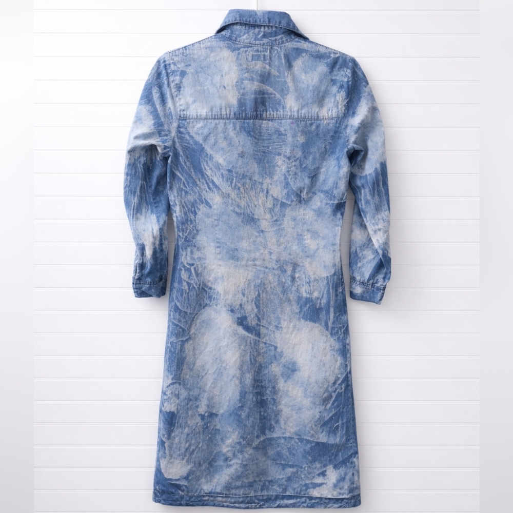 Kroix Denim Lightweight Bleached Tie Dyed Shirtdress M - Picture 2 of 11